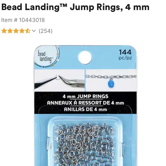 4 SETS: Bead Landing 4mm Jump Ring - Rhodium Silver Hoops Jewelry Making Supply - Picture 3 of 7